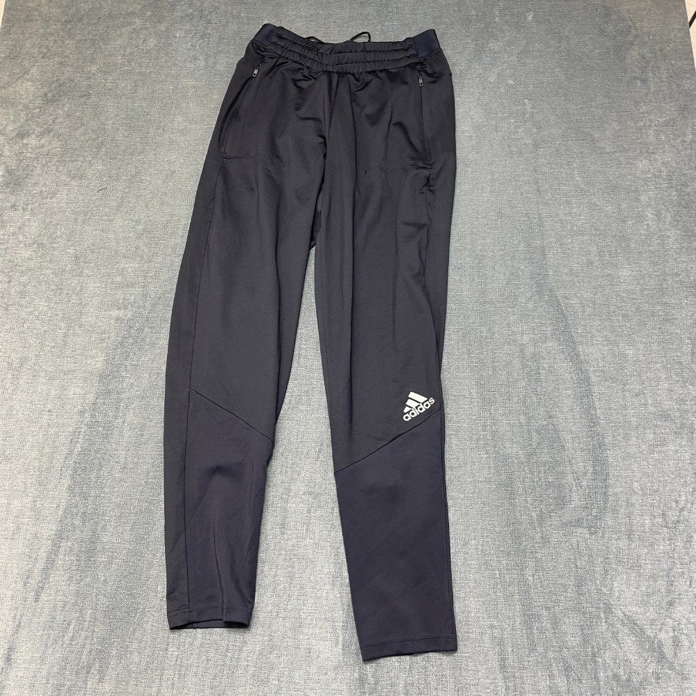 Adidas Joggers Pants Mens 27x30 Black Drawstring Waist 3 Stripes Logo Running